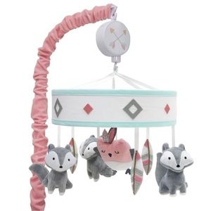 LAMBS & IVY - LITTLE SPIRIT CORAL/MINT SOUTHWEST FOX & OWL MUSICAL MOIBLE